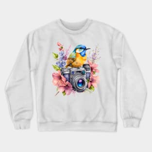 Spring Floral Camera Crewneck Sweatshirt